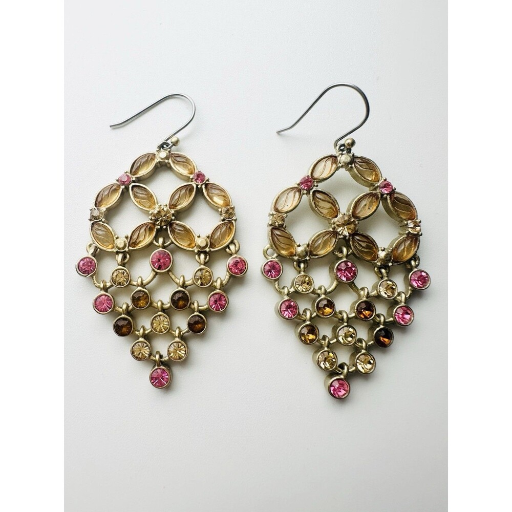 vintage rhinestone chandelier earrings Gold Tone